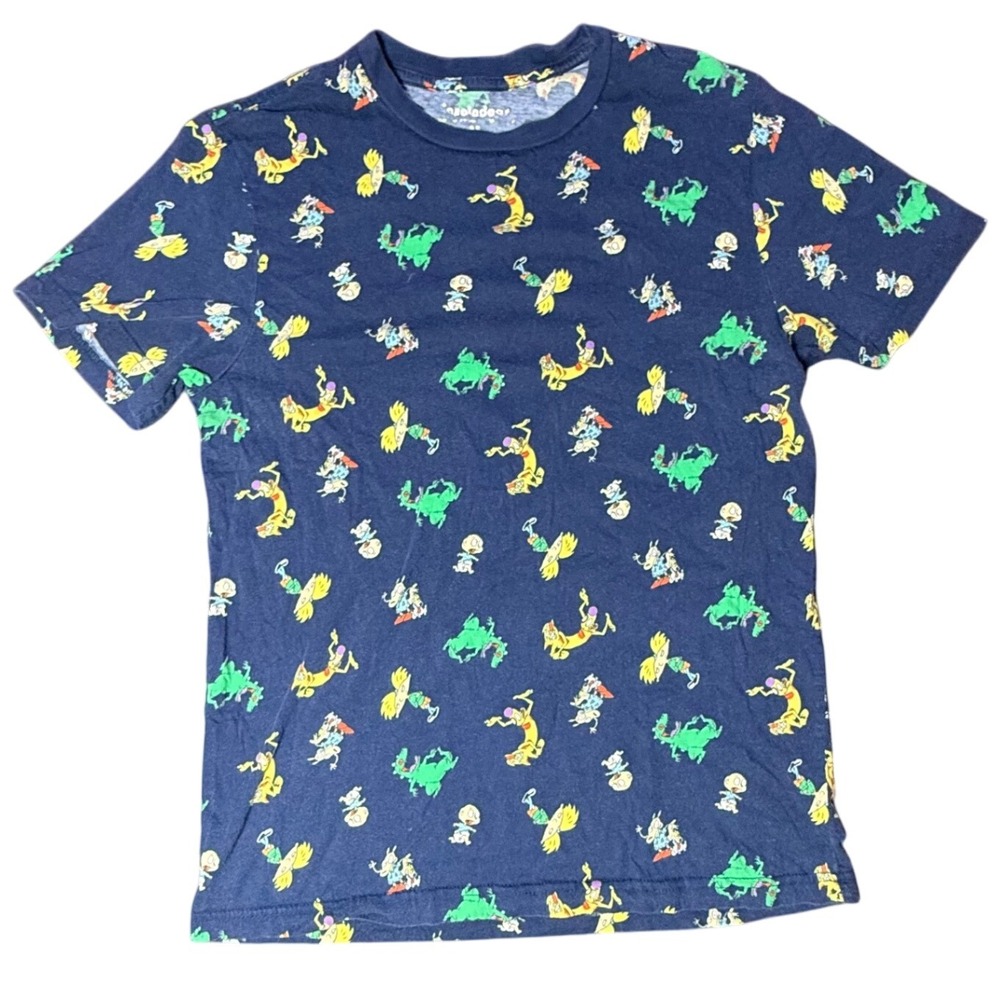 Nickelodeon‎ Rugrats T-Shirt All Over Print Cartoon Characters Blue M